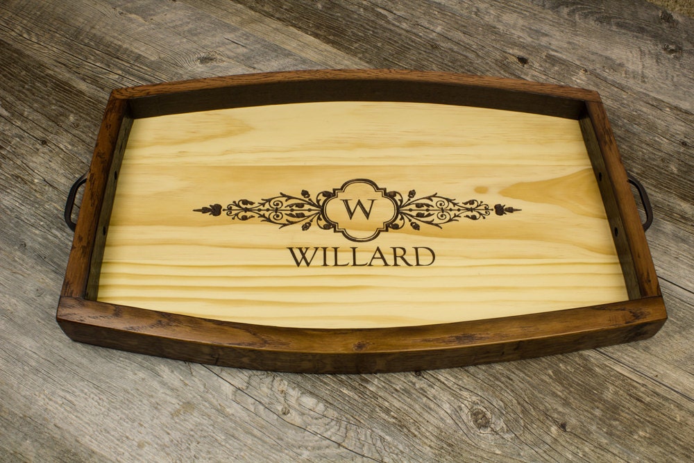 Personalized Wine Barrel Stave Tray Wedding Gift Anniversary