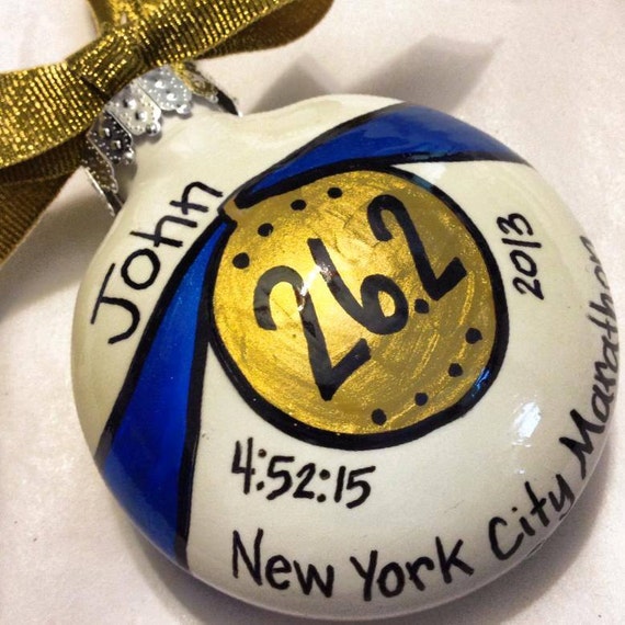 2022 Boston Marathon Christmas Ornament Items similar to Holiday Christmas Ornament "Marathon" Handpainted