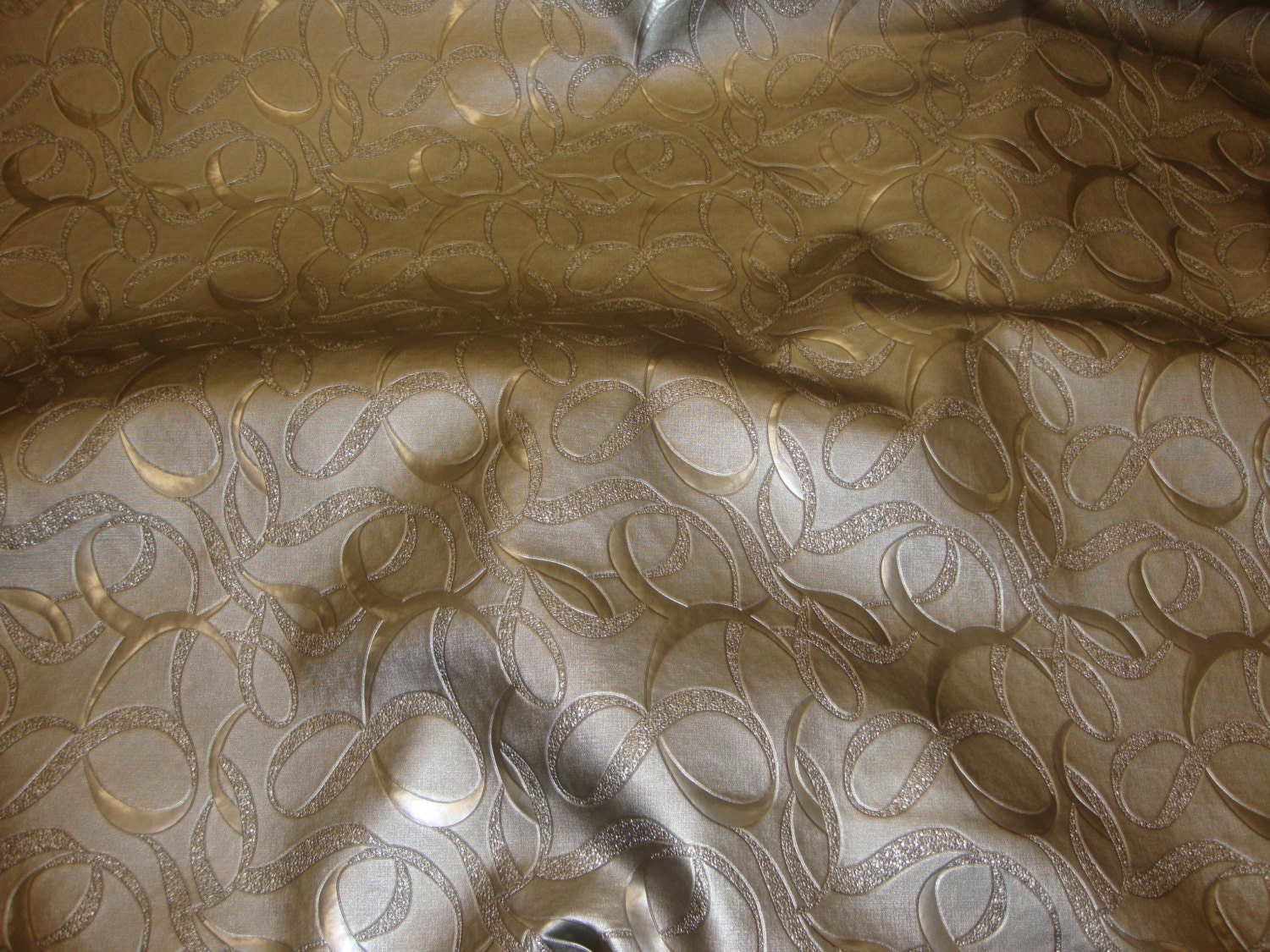 Swirl Metallic Embossed upholstery Faux vinyl leather fabric