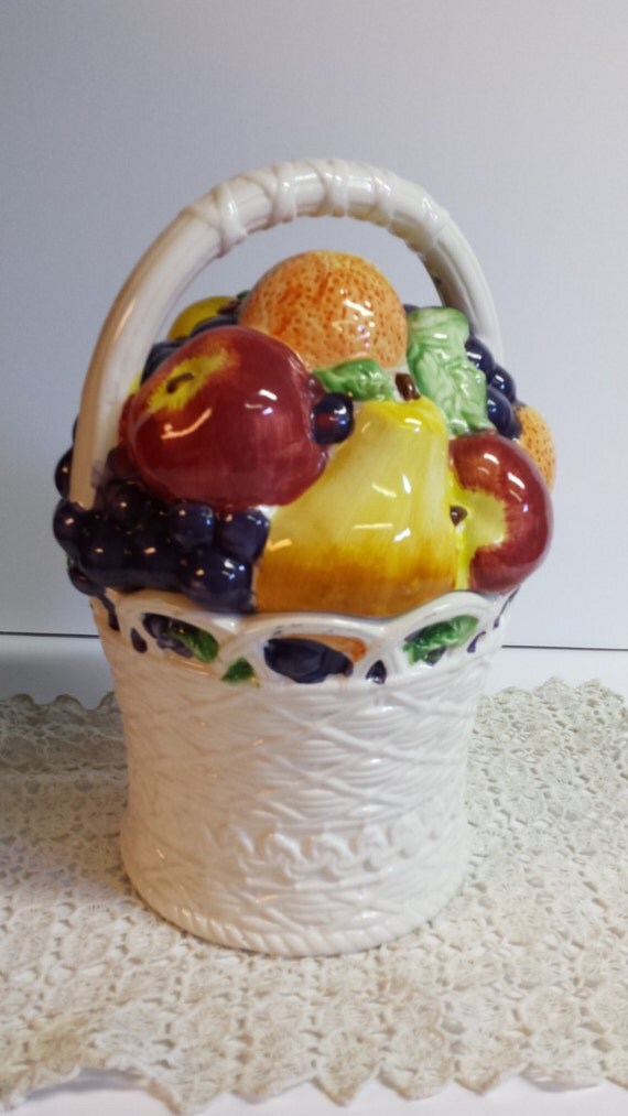 Ceramic Fruit Basket Cookie Jar by DebsCollectibles on Etsy