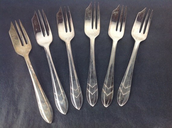 6 Vintage Pastry Fork SET Sheffield England MS LTD by AudreyLayne