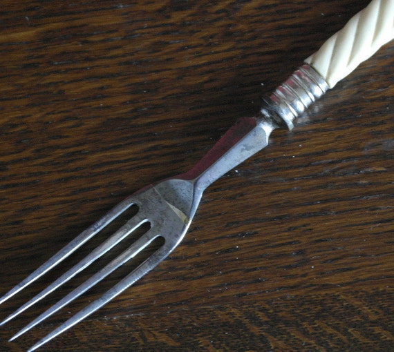 antique spiral bone handle fork by fisfinds on Etsy