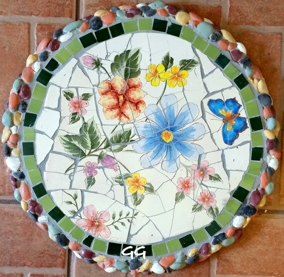 Mosaic stepping stone Mosaic wall plaque Mosaic wall decormfl