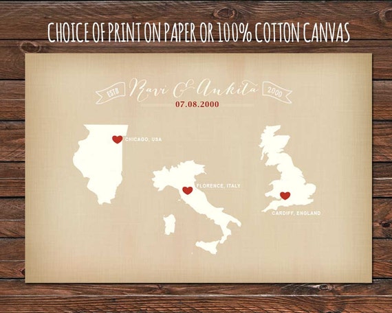Cotton Anniversary Gift Vintage Countries Gift for Husband