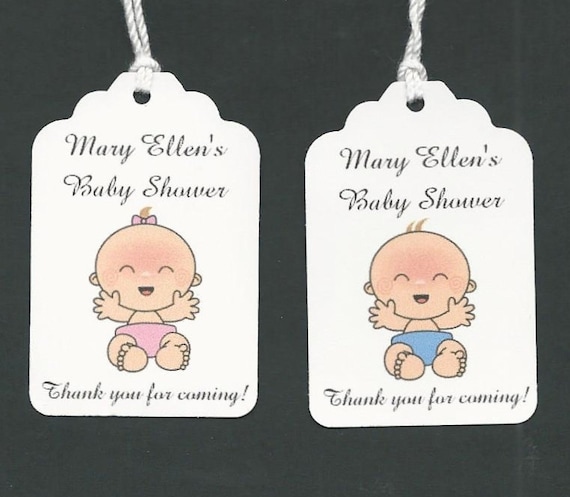 20 CUSTOM Baby BOY or GIRL Thank You Gift \/ Party Favor \/ Baby Shower Tags \/ Hang Tags from 