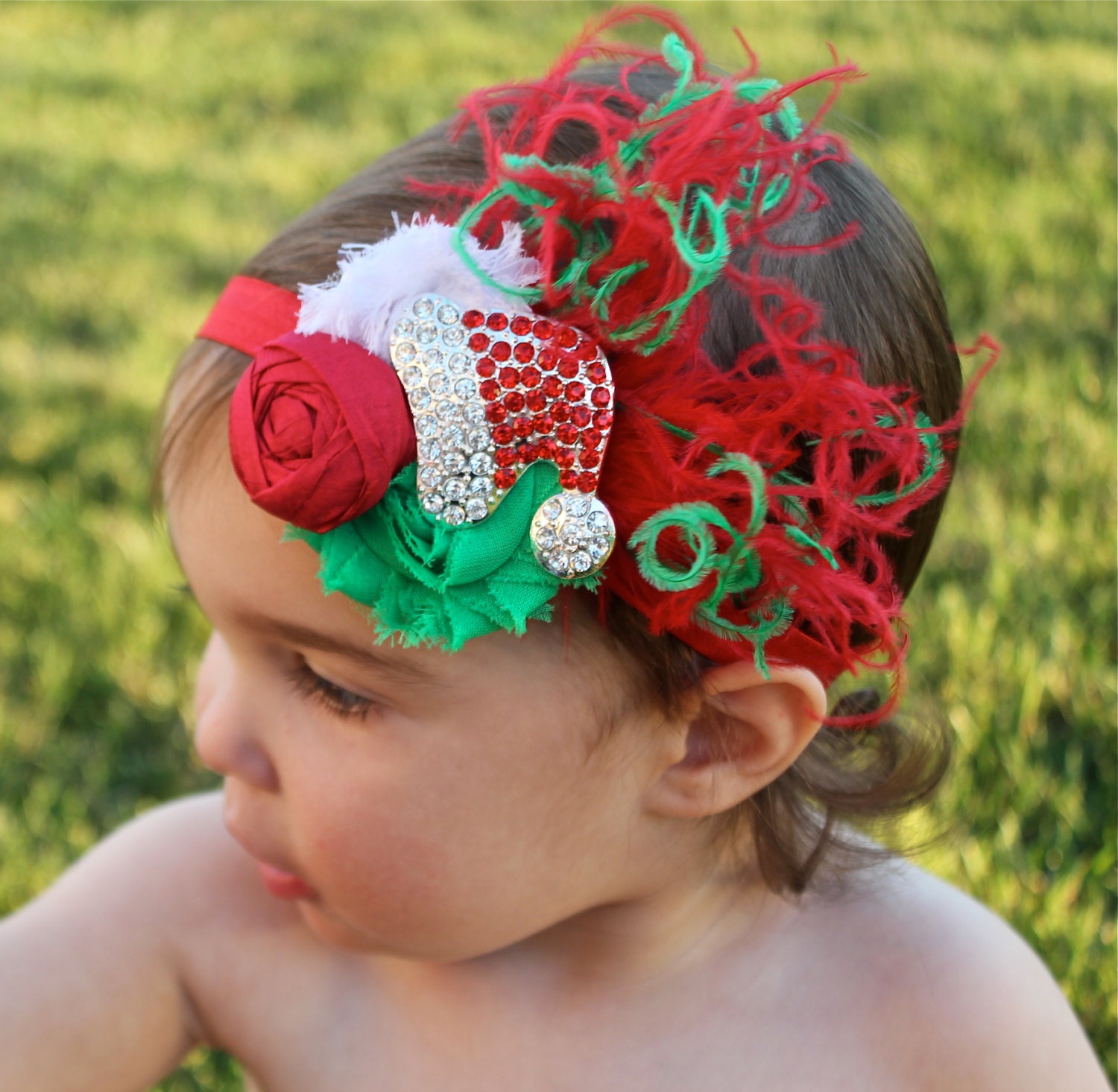 Christmas Bow Headband Christmas Baby Headband Over The