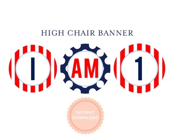 INSTANT DOWNLOAD, Printable Highchair Banner - Nautical Whale Collection, Navy and Red Il_570xn