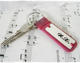 Initials Key-Chain, Engraved Key-Ring, Personalized Leather Key-Chain, Custom Key-Chain, Leather Key Ring, Best Friends Key Fob, Her Keyring