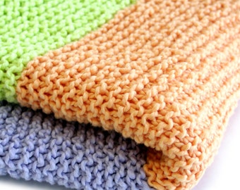 Baby blanket knitting kit - learn how to knit - easy beginner's knitting kit with video - soft wavy cotton - 5 colors - Playful Blanket