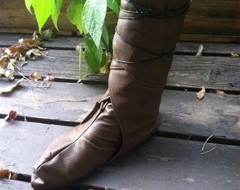 Authentic Leather Wrap Boots--- New Thick Leather Sole Option--- Custom Boots, Elvish Boots, Renaissance Shoes, Viking Boots--- Custom Made