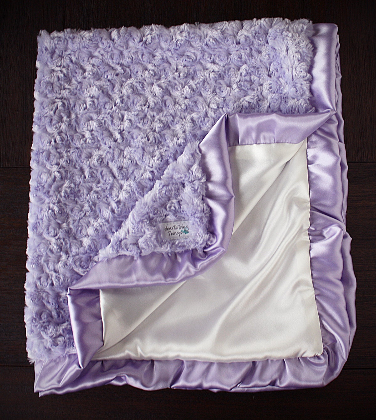 Baby girl minky blanket baby blanket lavender and cream