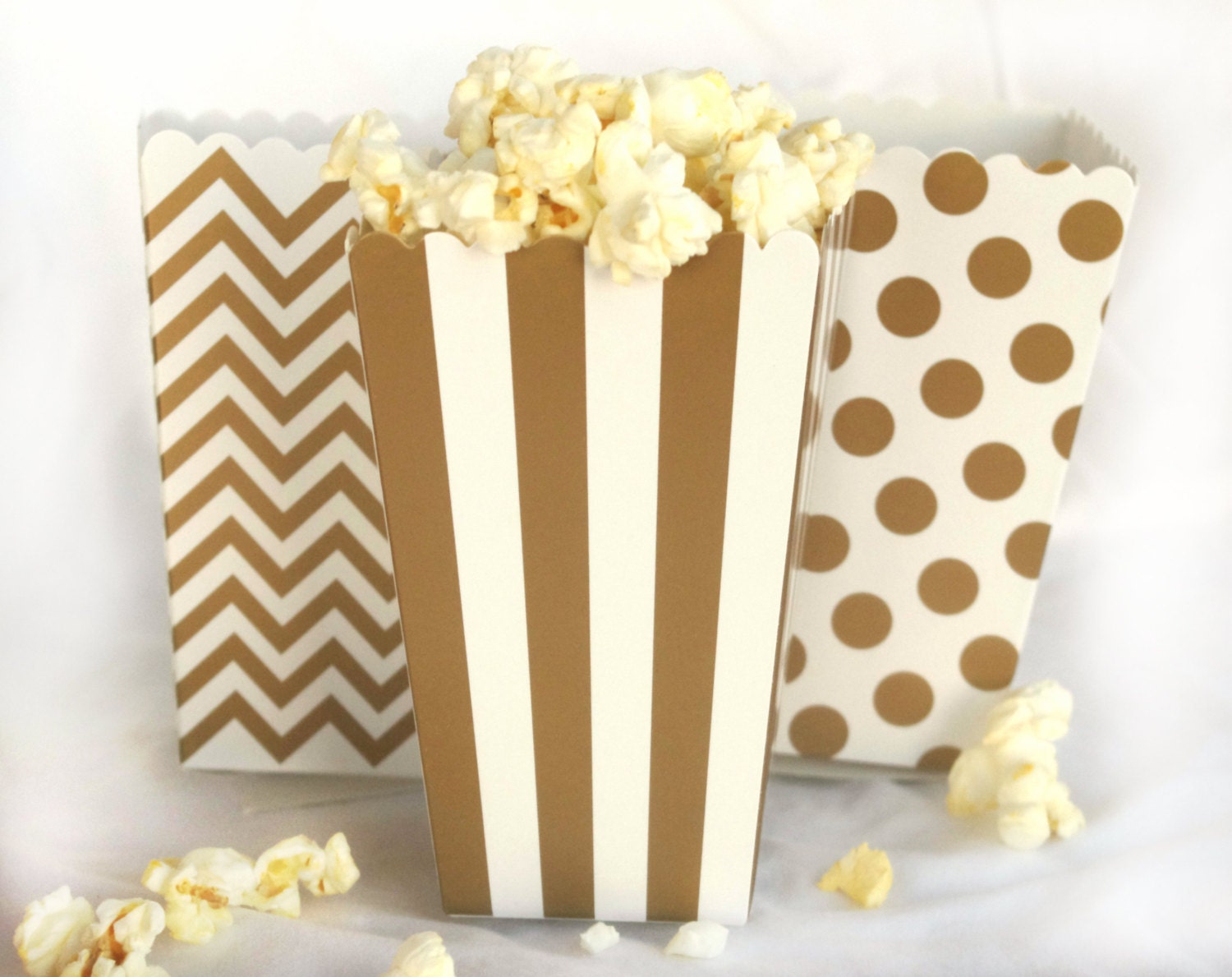 Paper Popcorn Boxes Metallic Gold with DIY by pinklemonadeparty