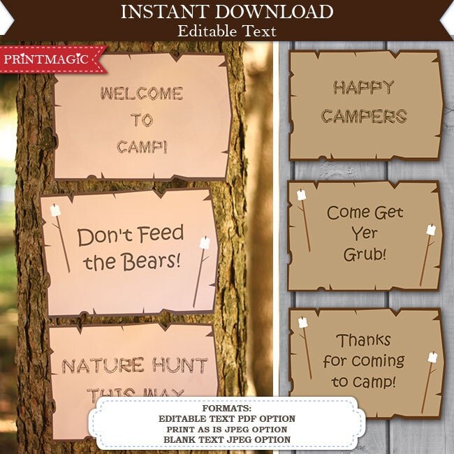 Camping Party Sign Camping Birthday Party Camping Sign