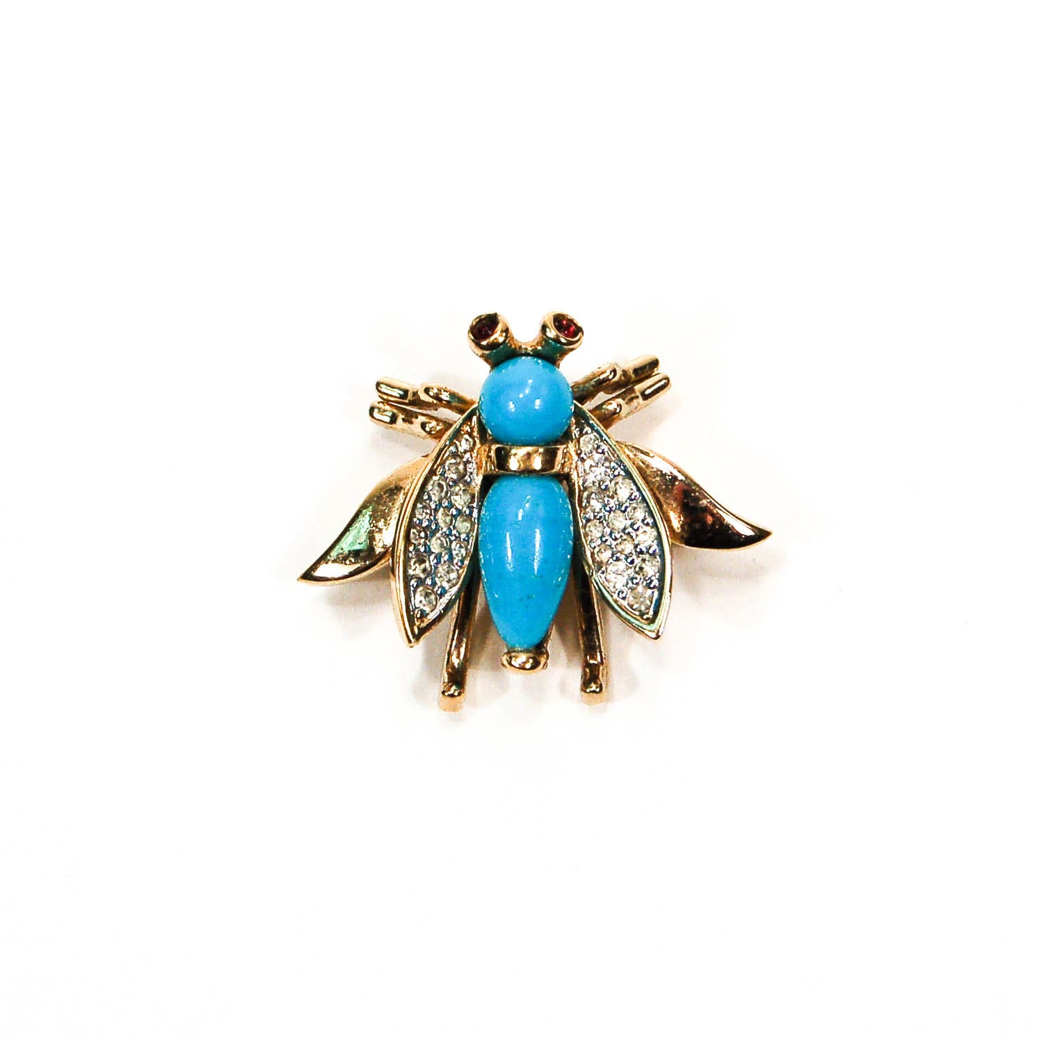 Panetta Turquoise Rhinestone Bee Scatter Pin by VintageMeetModern