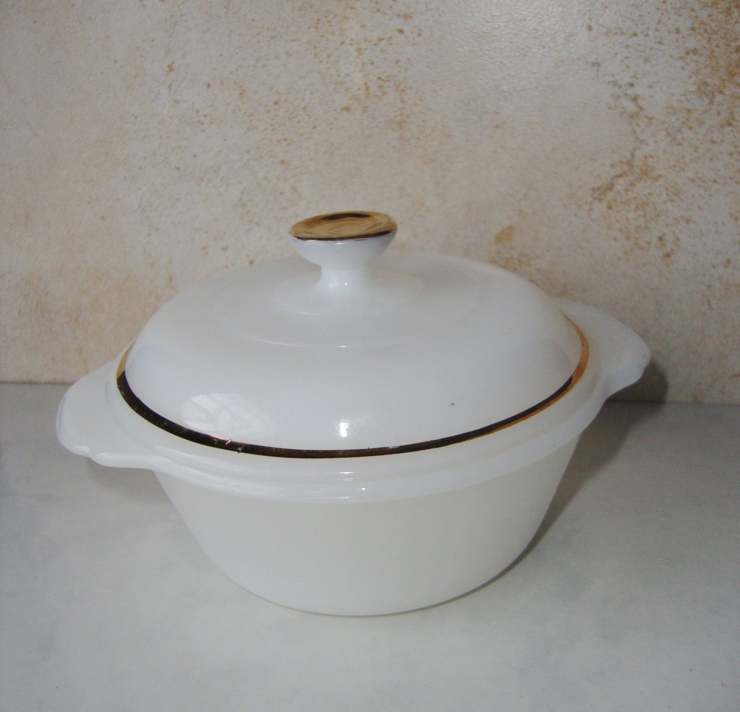Vintage Fire King Bowl with Lid Milk Glass by WintervilleWonders