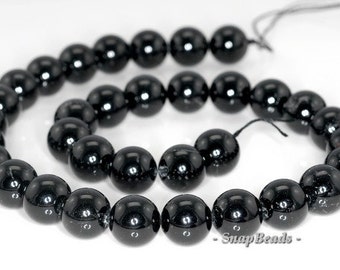 12mm Black Tourmaline Gemstone Grade A Round Loose Beads 7.5 inch Half Strand (90191263-B21-535)