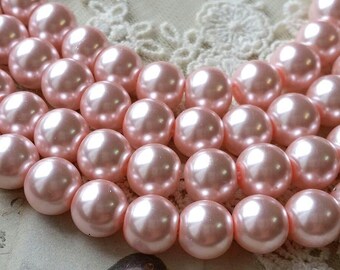 10 mm Pink Color Glass Pearl Beads (.mat)