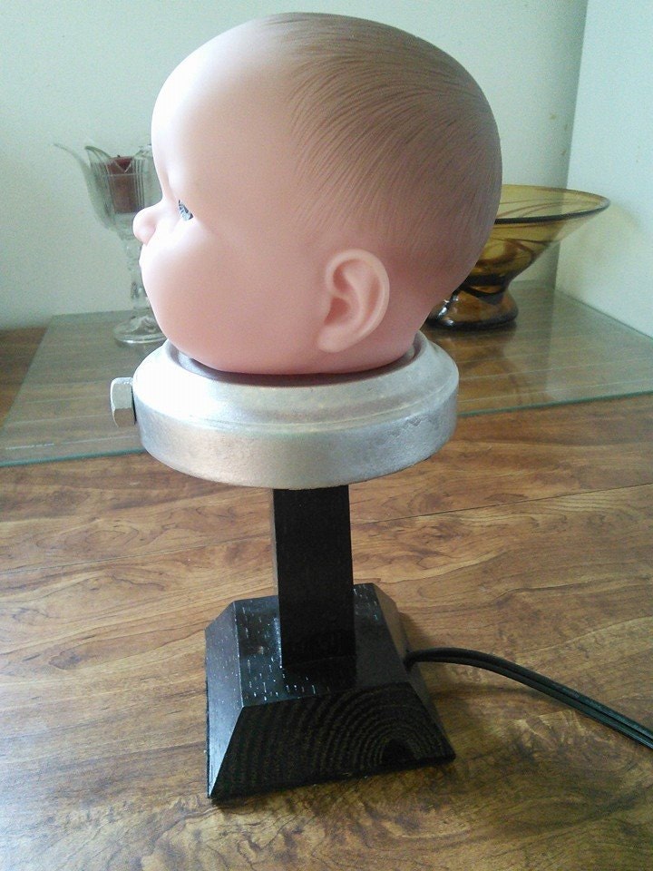 Weird Baby Doll Head Lamp Inspired by Tim Burton stuff and