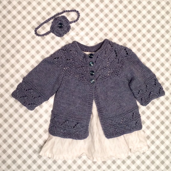 Beautiful Blue Baby Sweater and headband 36 by WinterlingDesigns