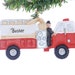 Personalized Fire Truck Christmas Ornament - Red firetruck ornament personalized free with your choice of name - made from resin in America