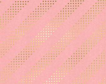 Cotton + Steel - Basics - Dottie in Cotton Candy - Pink and Gold Metallic
