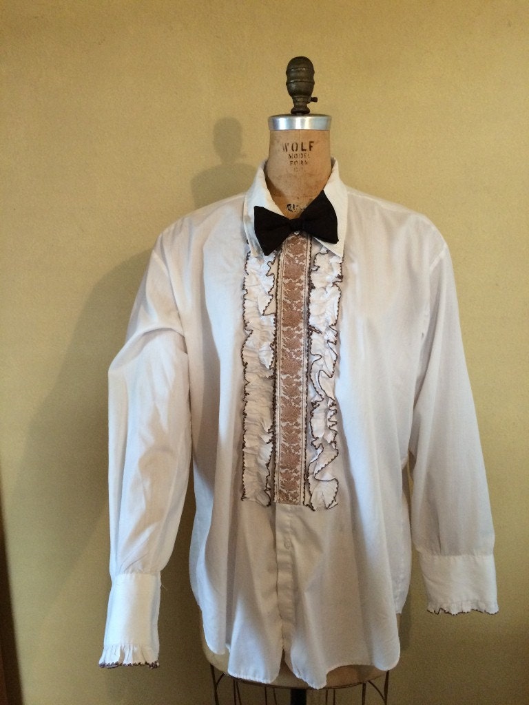 1970s ruffled tuxedo shirt