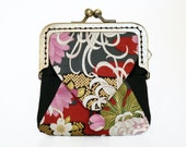 Wallet Atsumi - japanese fabric 100%cotton - Coin purse with Chrysanthemums