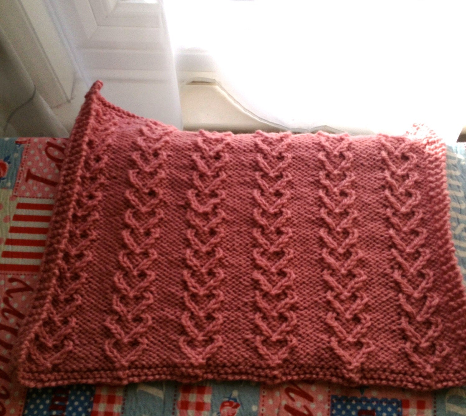 Heart Blanket Knitting Pattern Cable Baby Pram Instant