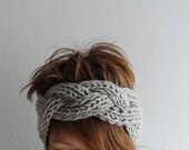 Knitted Headband Chunky Headband Ear Warmer Cabled Headband Head wrap in Stone Beige Taupe Hair Accessories