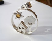 diorama sterling silver landscape pendant