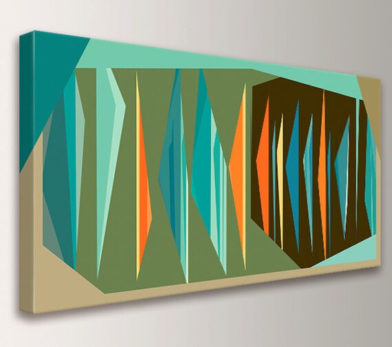 Mid Century Wall Art Canvas Print Teal by