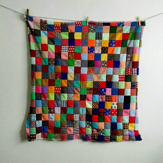 Vintage Double Knit Polyester Quilt Top By Homemadehousewives 