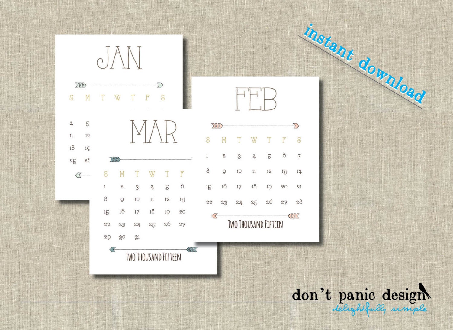 2015 2016 Printable Desk Calendar Cute Arrow By