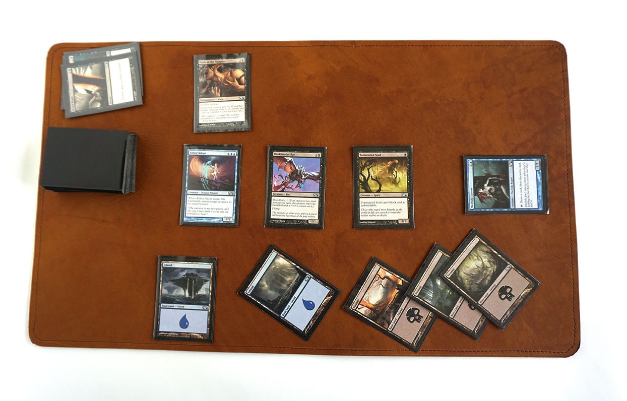 Tan Leather Double Sided Playmat for Magic the Gathering MTG