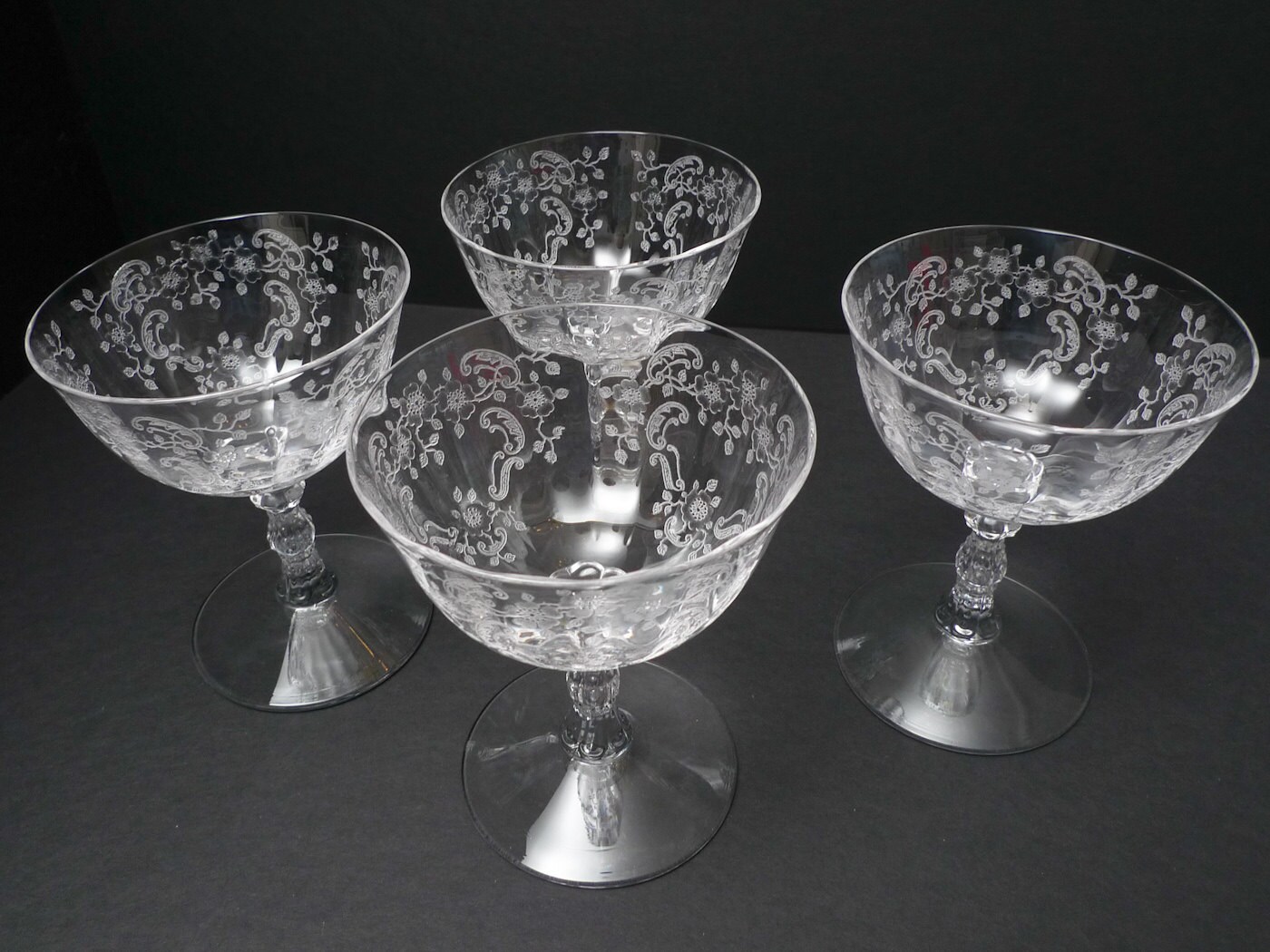 Meadow Rose by Fostoria Low Sherbet Glasses Set of 4