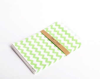 20 Lime Green Chevron Striped Paper Bitty Bags 5x7.5/ paper bags/ party bags/ treat bags/ green chevron/ loot bags/ candy bags
