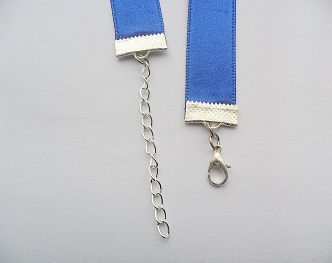 Satin choker necklace blue with a width of 5/8” or 3/8" (pick your neck size) Ribbon Choker Necklace