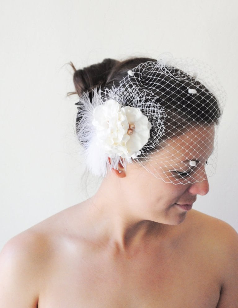 bridal headpiece back of head