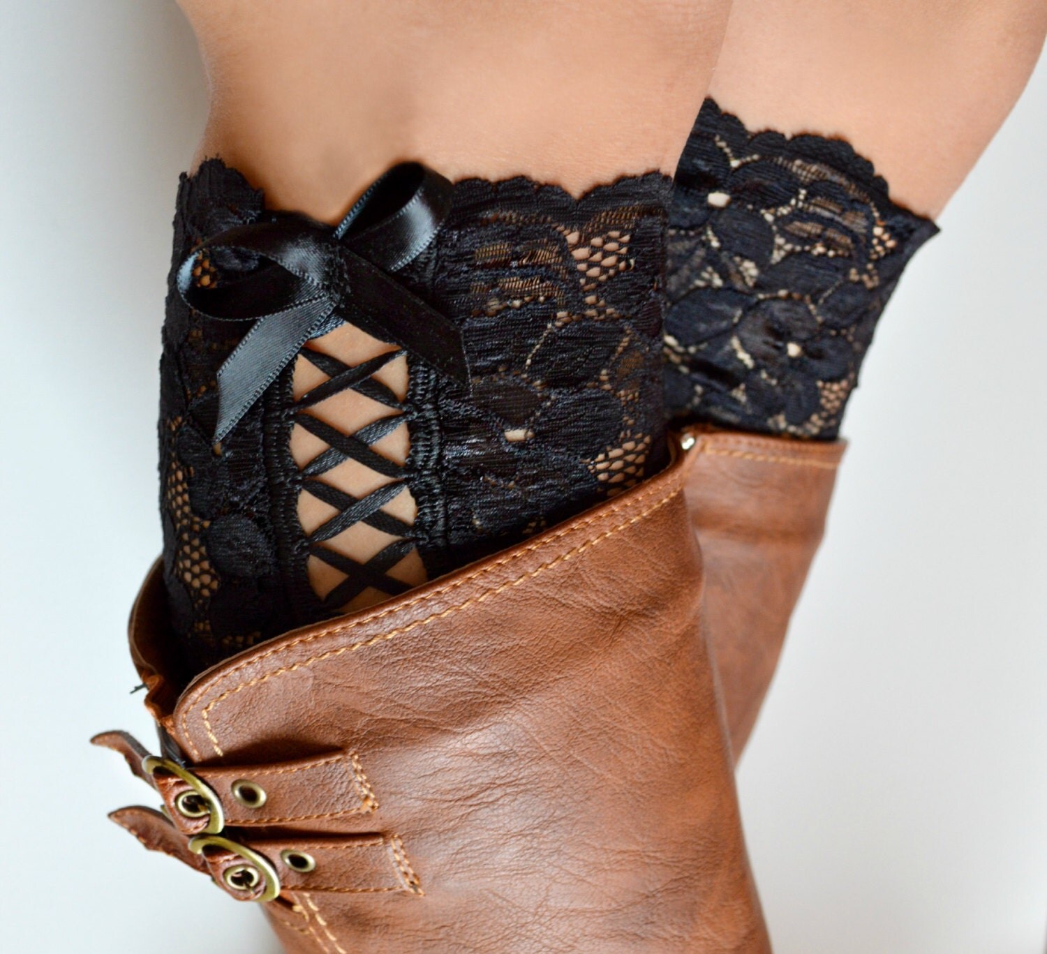 black boots tie up