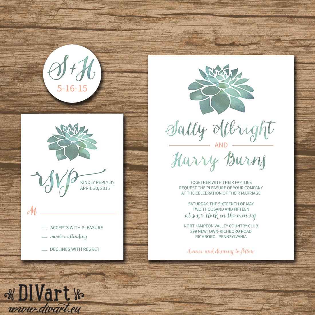 Succulent Wedding Invitations 4