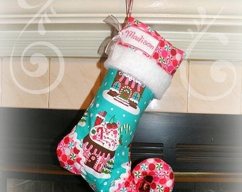 Christmas stocking with personalized name tag - elf stocking