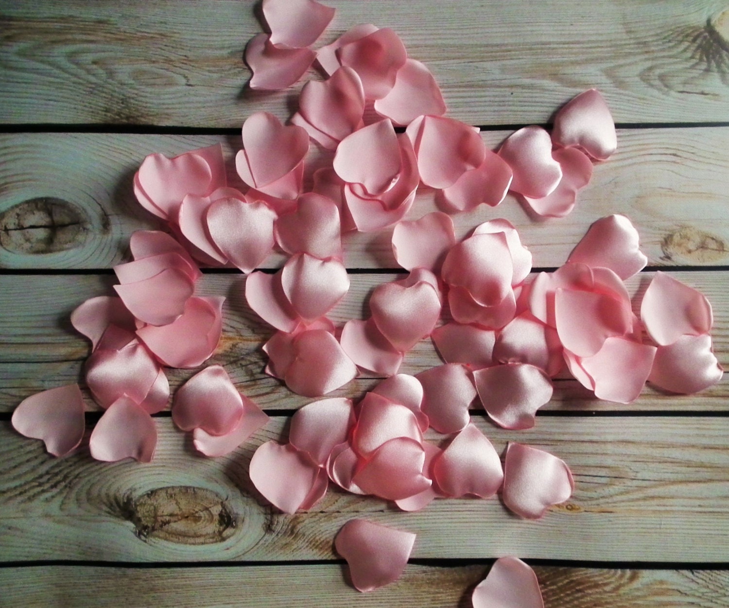Heart shaped PINK satin rose petals artificial flower petals