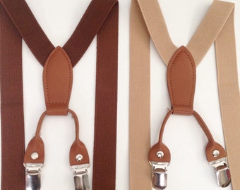 Boys Suspenders & Bowtie Brown Toddler Suspenders Bow tie Set Brown Mens Suspender Baby Boy Suspender Set Tan Suspenders First double up sus