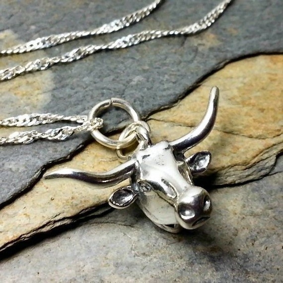 Texas Longhorn Necklace 925 Sterling Silver by EnCharmed on Etsy