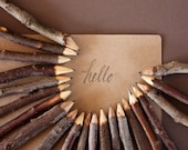 Twig Pencils, Bundle of 5 Rustic Wooden Pencils - Made in Australia