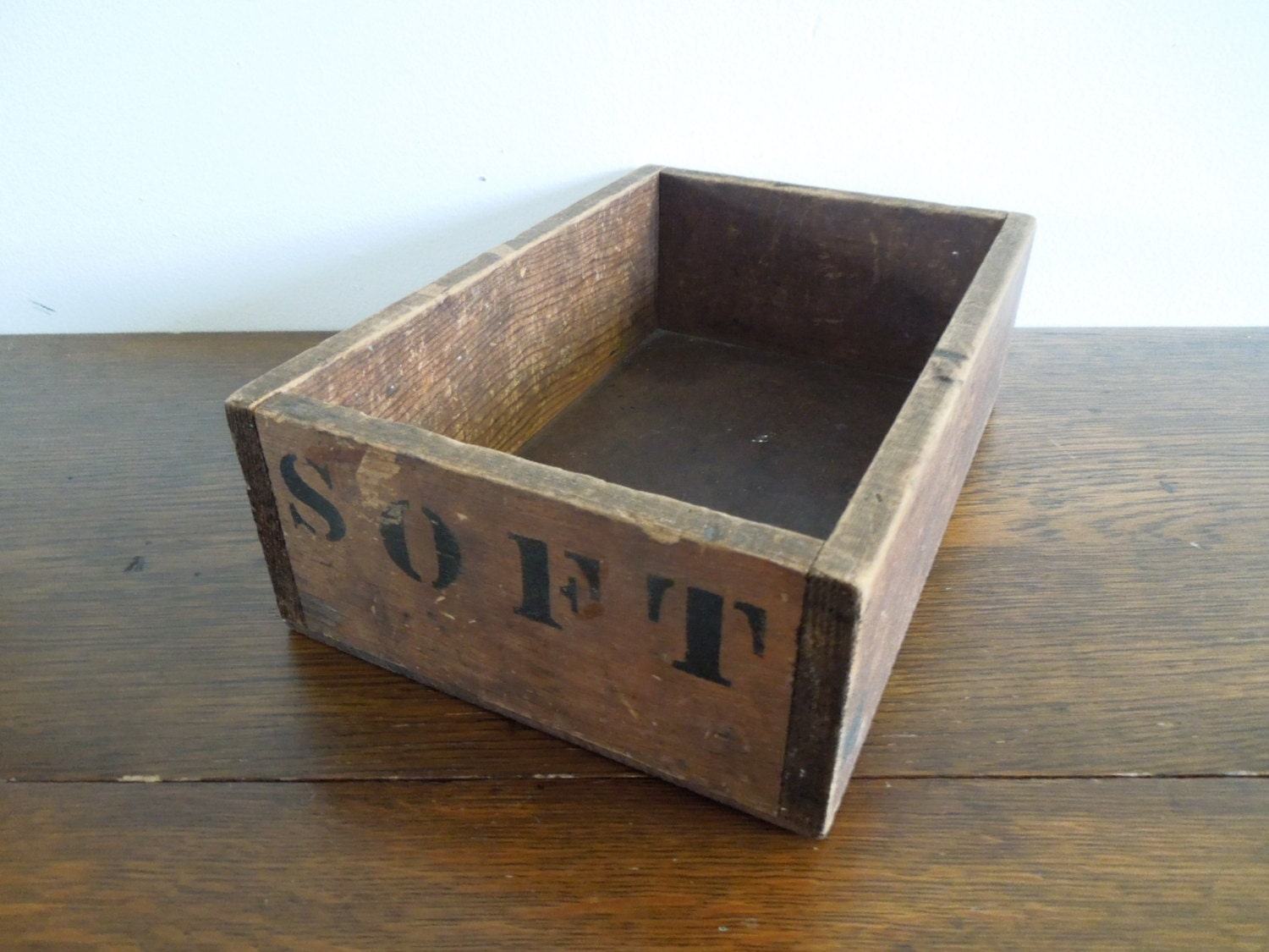 Rustic Vintage Box with SOFT stencil, Wood Box, Storage Haute Juice