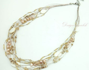 Light pink freshwater pearl necklace.