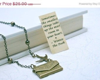 SALE Friendship Necklace, Envelope Necklace, Winnie the Pooh Quote