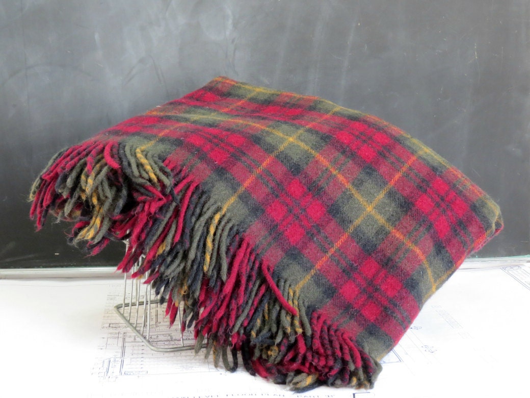 Vintage L.L. Bean Maroon Wool Throw Blanket