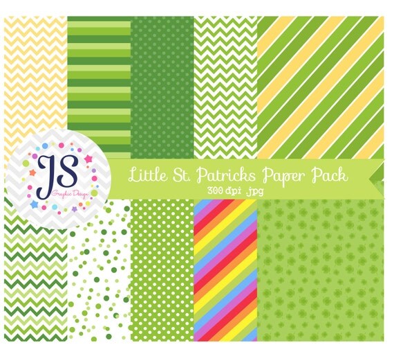INSTANT DOWNLOAD - Little St Patricks Day Digital Papers for Personal and Commercial Use Il_570xn